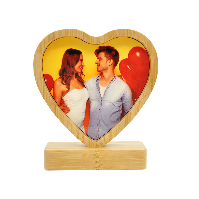 Subli Frame Bamboo Photo Frame - Heart-Subli-forward