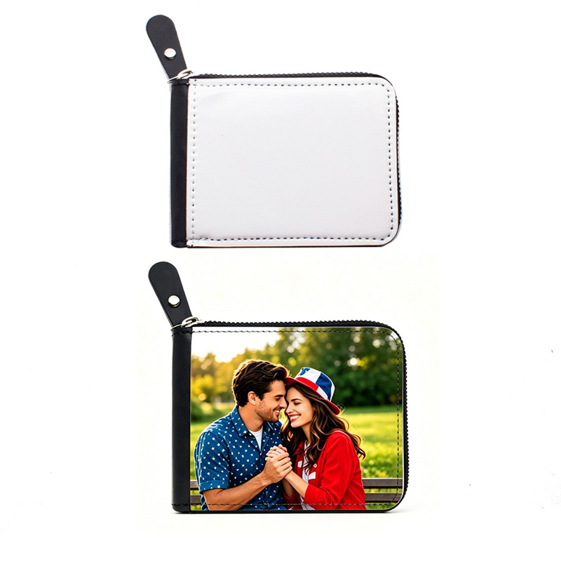 Sublimation PU Men's Wallet with zipper 