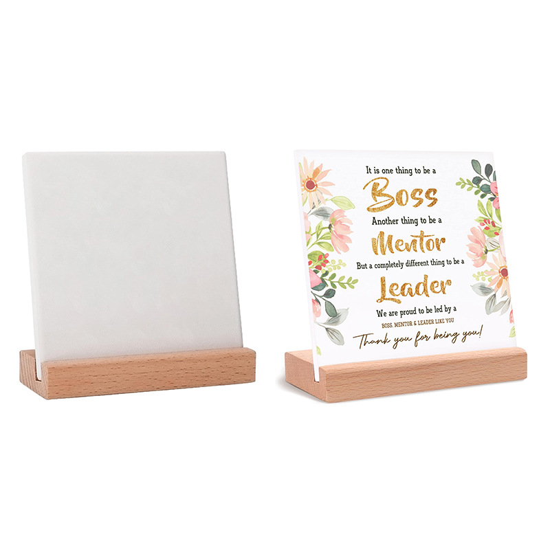 Ceramic Plaque With Wooden Stand